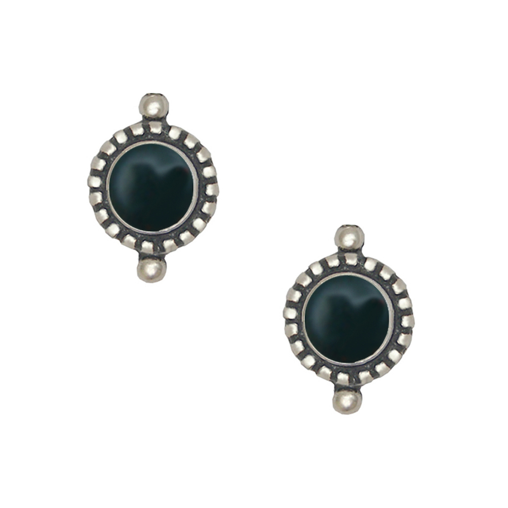 Sterling Silver Petite Bloodstone Post Stud Earrings
